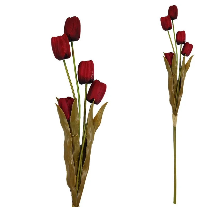 Haste de Tulipas Artificial 81cm em Plástico Bella Garden-Vermelho