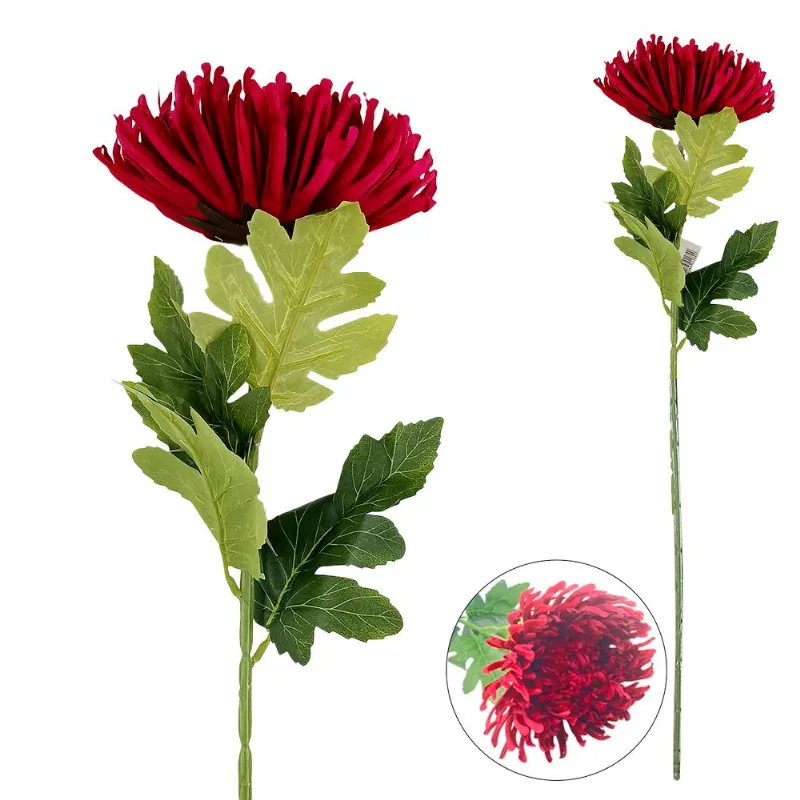 Haste de Crisântemo Artificial 73cm em Plástico Bella Garden-Vermelho