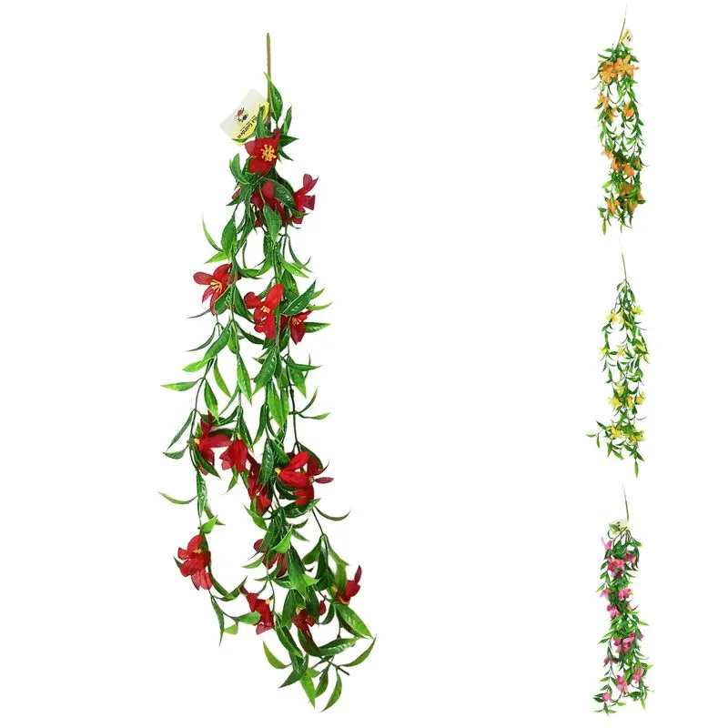 Pendente Verde C/ Mini Lírio Artificial 60cm em Plástico Bella Garden