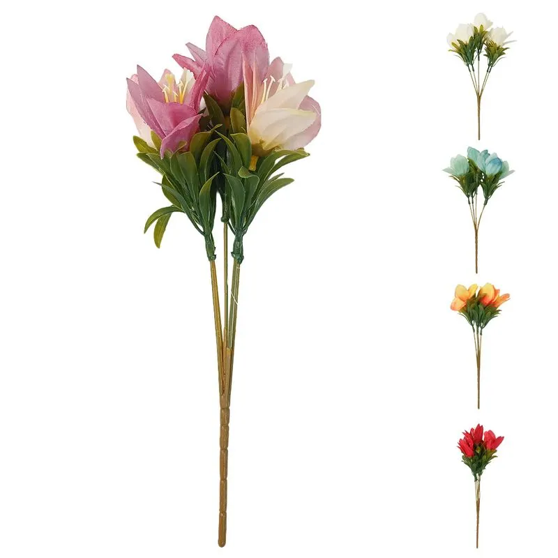 Buquê Astromélia Artificial 30cm em Plástico Bella Garden