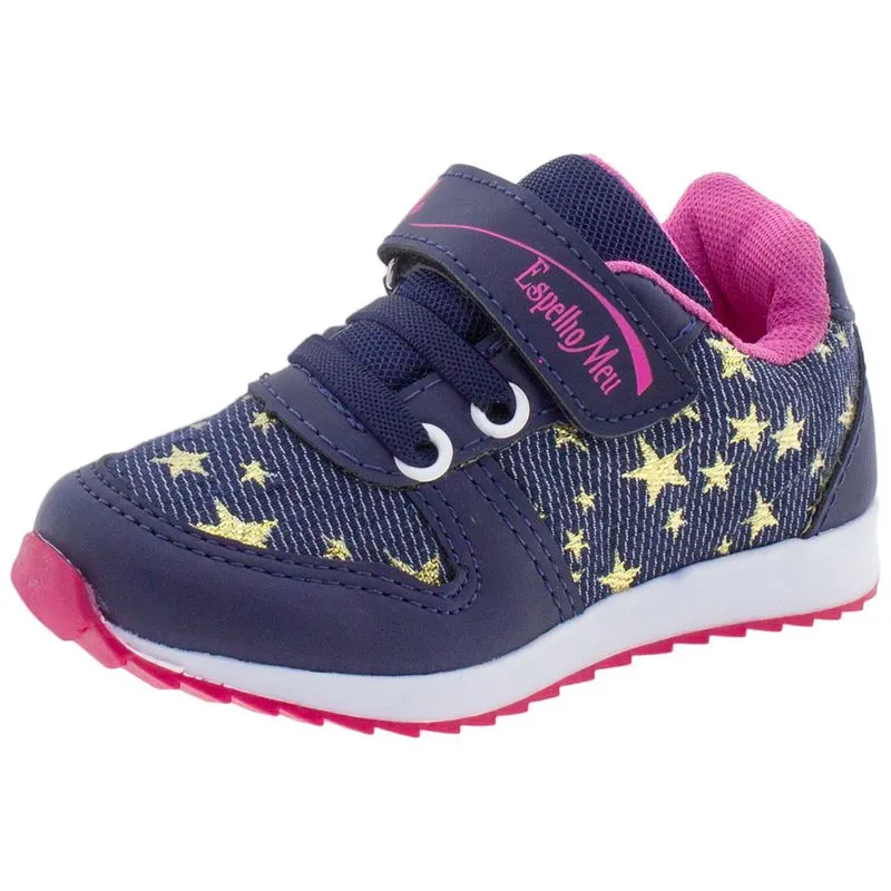 Tênis Infantil Feminino Espelho Meu Botinho - 788 AZUL/ROSA 22