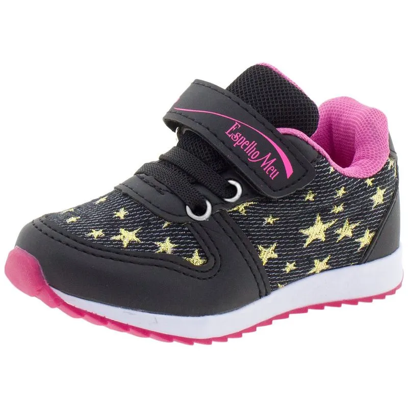 Tênis Infantil Feminino Espelho Meu Botinho - 788 PRETO/ROSA 27
