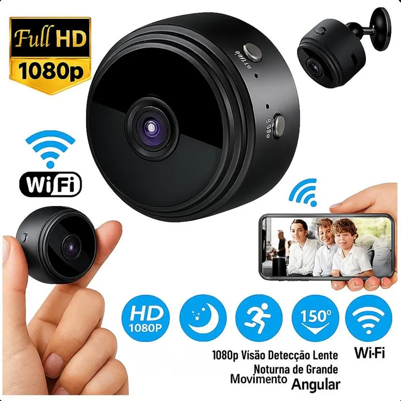 Câmera A9 Hd Visão Noturna Wi-fi 1080p Sem Fio Vigilância