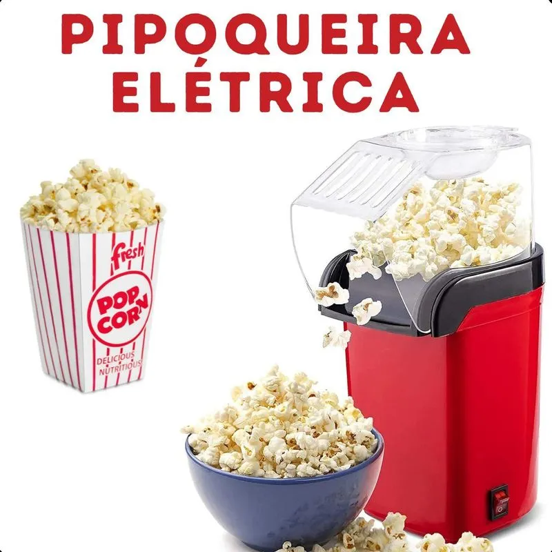 Pipoqueira Elétrica 1200w, Para Pipocas Crocantes E Sem Óleo