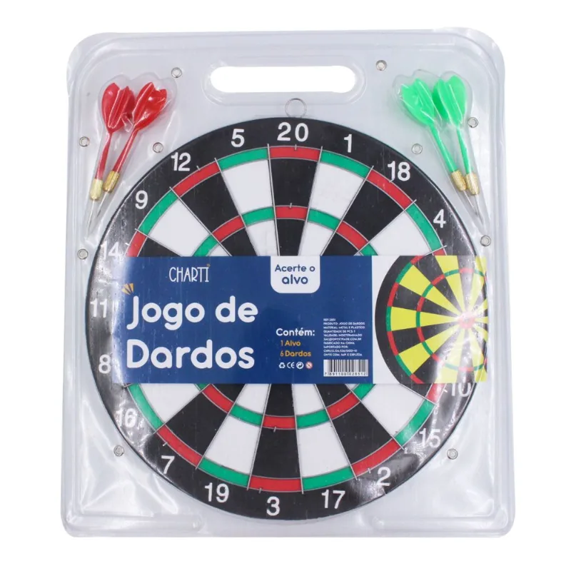 Jogo de Dardos 5 Peças 28,5cm em Metal e Plástico Livon