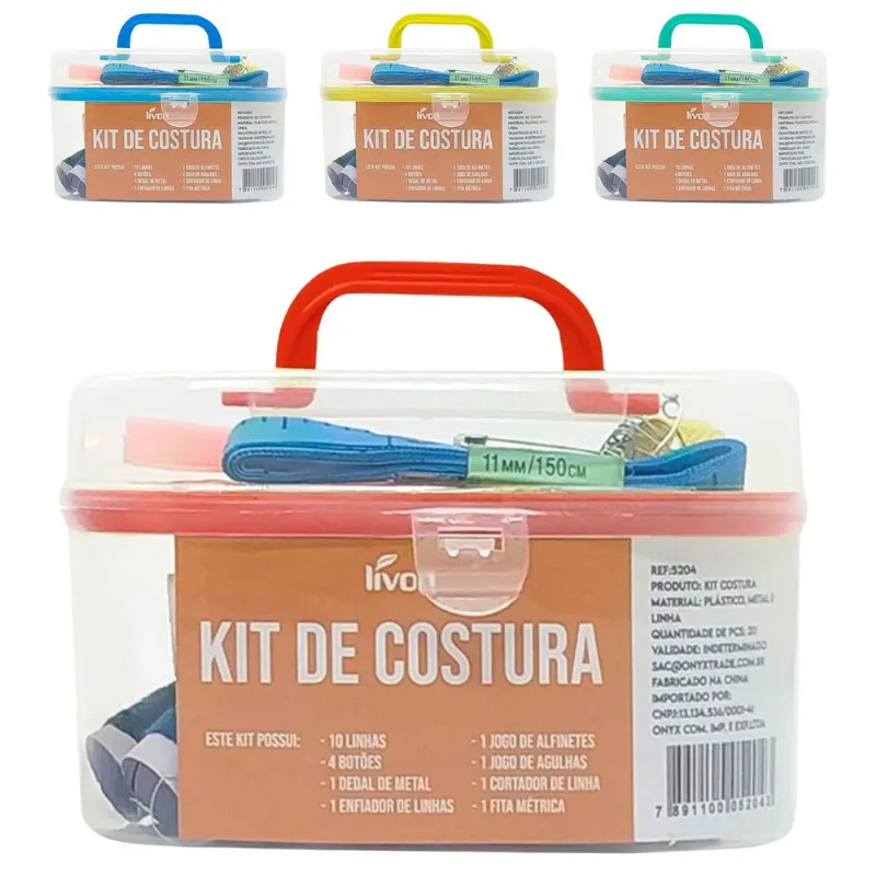 Kit de Costura 20 Peças 7,5x12cm em Plástico Livon