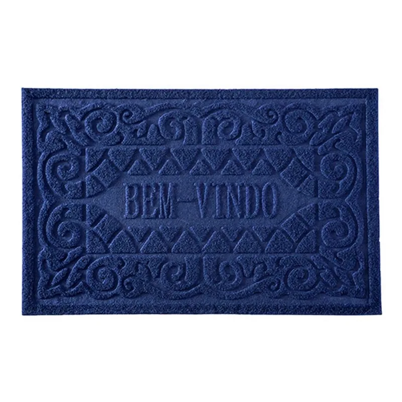 Capacho Bem-Vindo Decorativo 38x58cm em PVC Livon-Azul Escuro