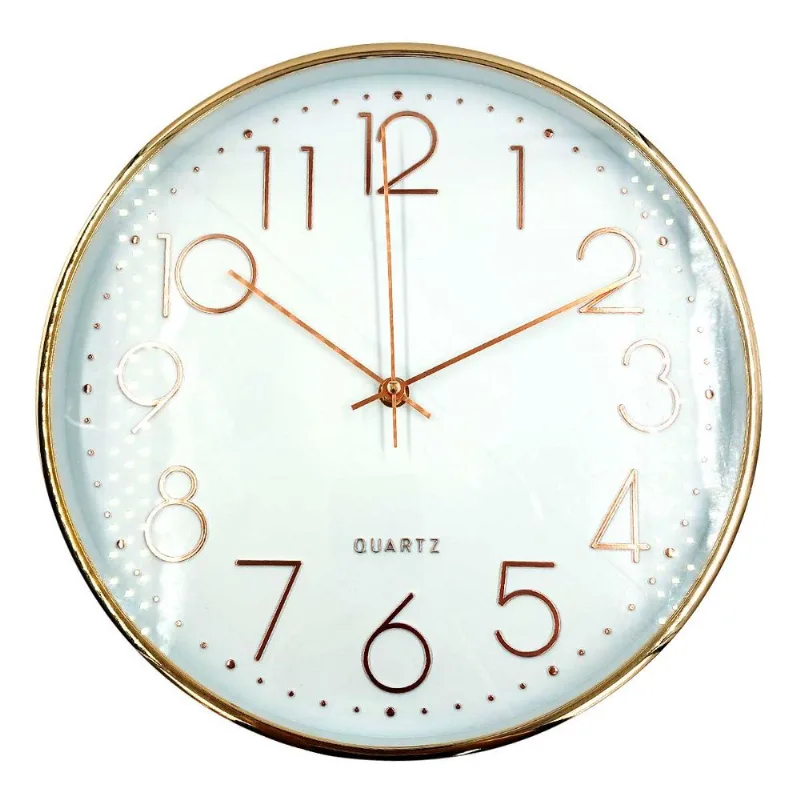 Relógio de Parede Decorativo 30cm em Plástico Livon-Rose
