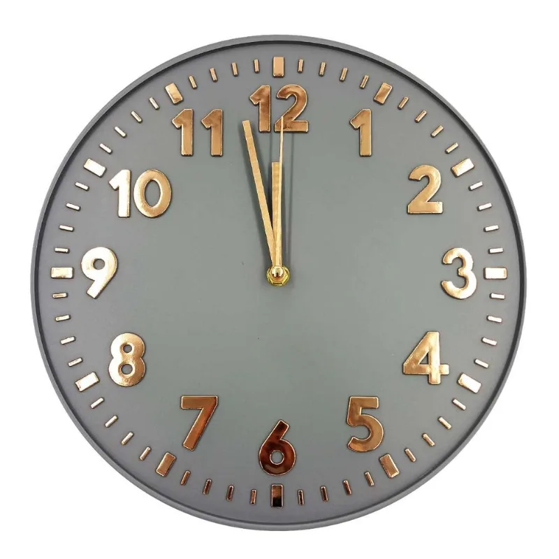 Relógio de Parede Decorativo 30cm em Plástico Livon-Cinza