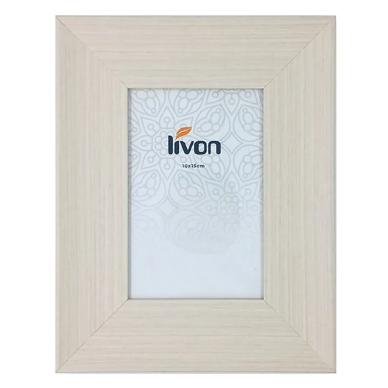 Porta Retrato Decorativo 10x15cm em Plástico Livon-Creme