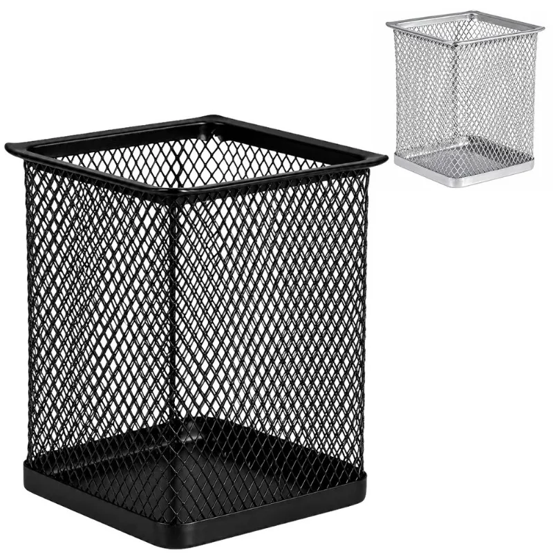 Porta Caneta Quadrado Aramado 9,5x8cm em Metal Livon-Preto