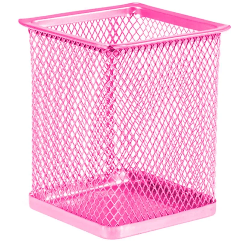 Porta Caneta Quadrado Color 9,5x8cm em Metal Livon-Pink