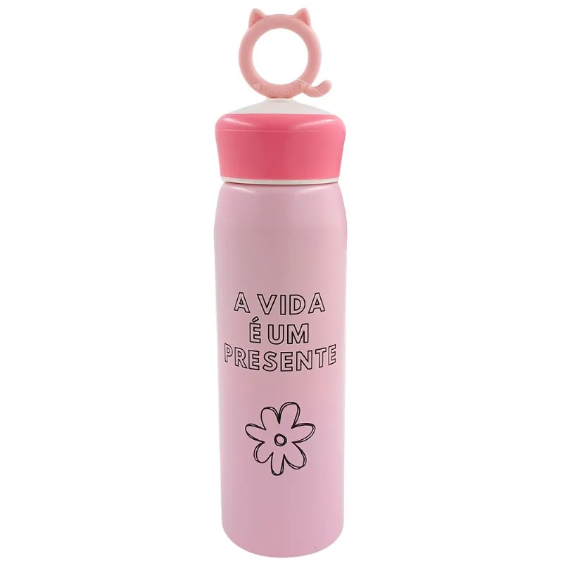 Garrafa 500ml em Alumínio Livon-Rosa