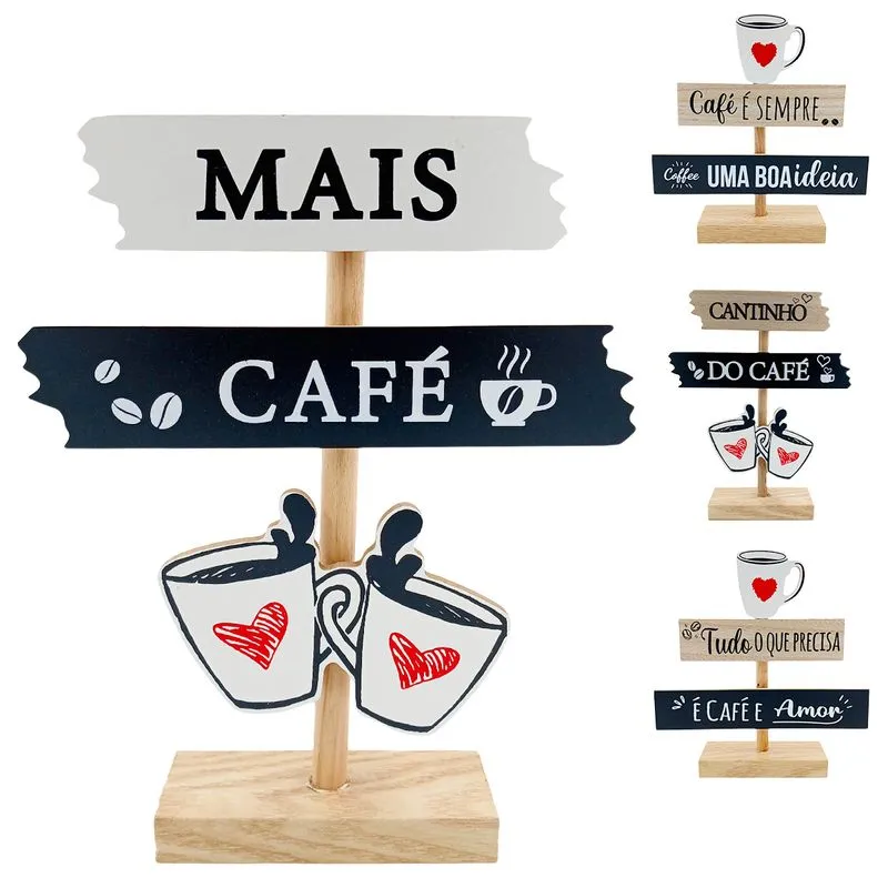 Placa Cantinho do Café 20x19cm em MDF Livon