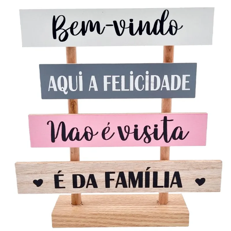 Placa Bem Vindo Decorativo 25x24cm em MDF Livon
