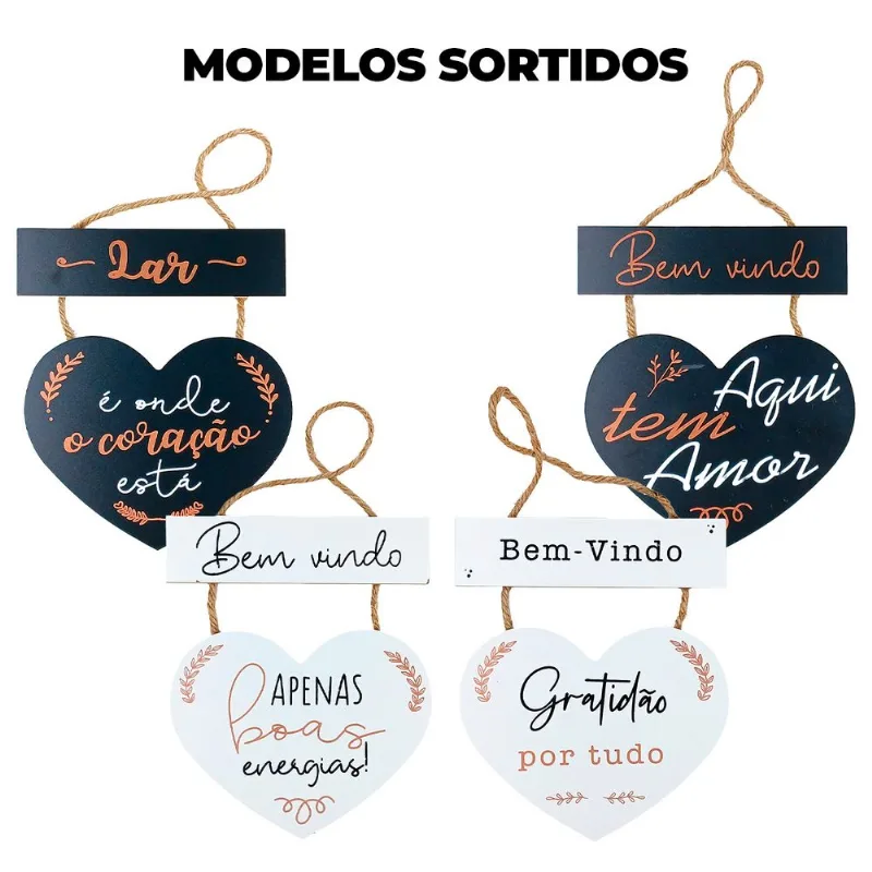 Placa Bem Vindo Decorativo 15x12cm em MDF Livon