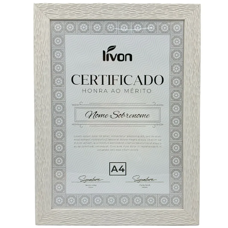 Porta Certificado Decorativo A4 em Plástico Livon-Branco
