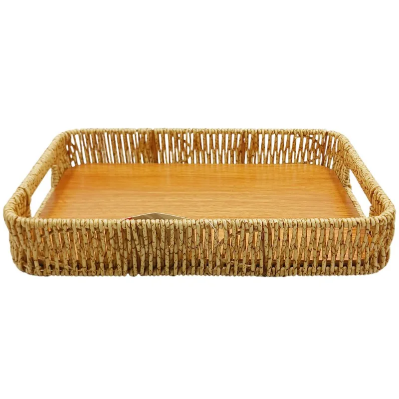 Bandeja Tramada 34x24cm em Plástico Livon-Bege