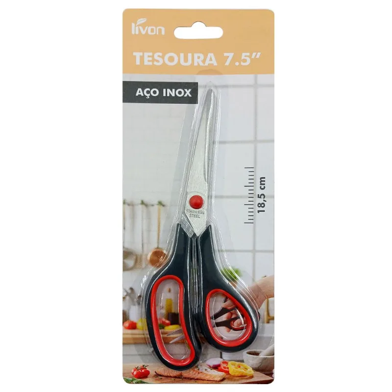 Tesoura Multiuso 18,5cm em Aço Inox Livon