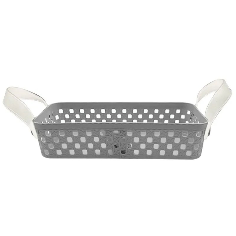 Cesto Organizador C/ Alça 26x13cm em Plástico Livon-Cinza