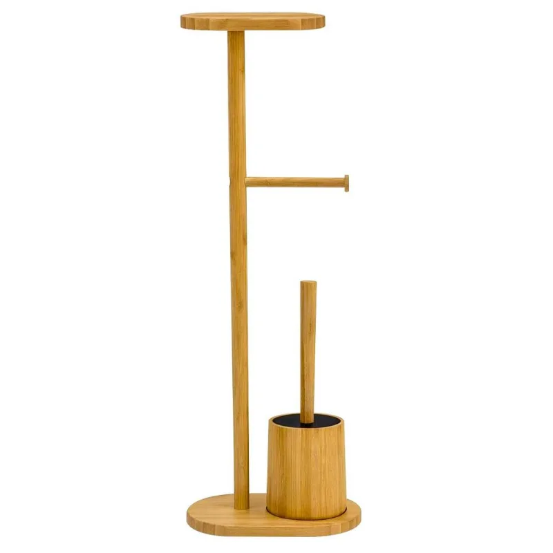 Suporte P/ Banheiro e Escova Sanitária 76x24cm em Bambu Livon