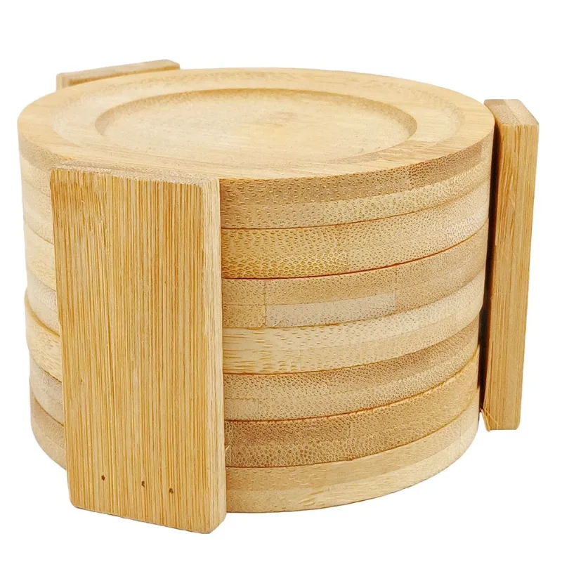 Kit 6 Porta Copos C/Suporte 10x10cm de Bambu Livon