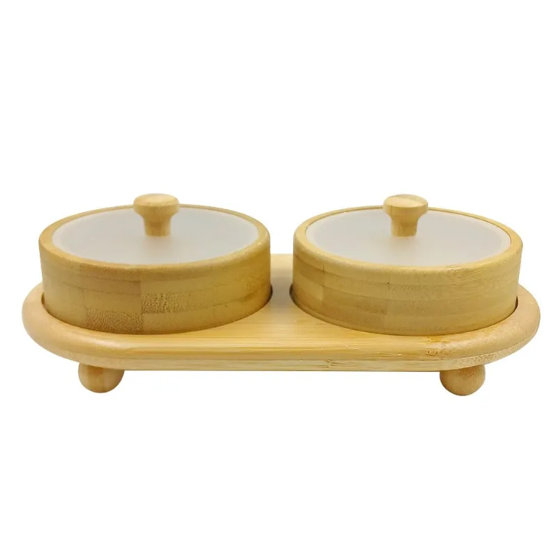 Jogo de Potes 2 Peças 22x11,5x5,5cm em Bambu Livon