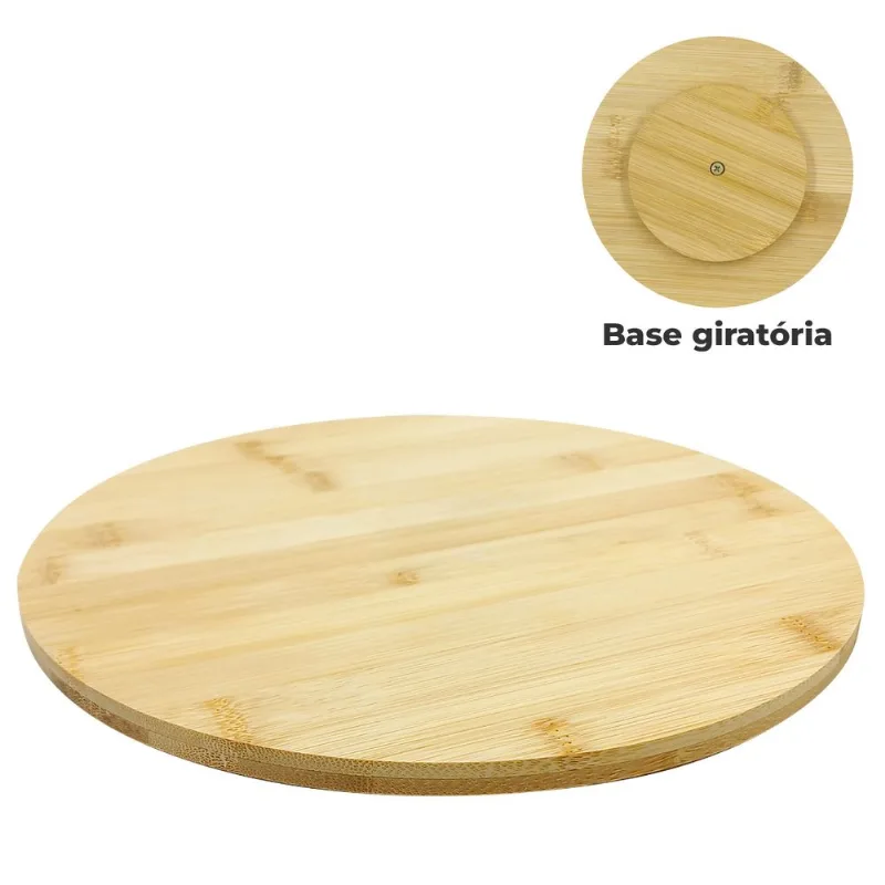 Bandeja Giratória 28cm em Bambu Livon