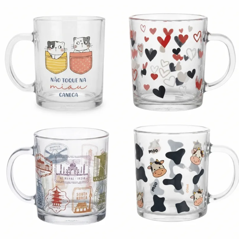 Caneca de Vidro Estampada 230ml - Modelos Sortidos - Onyx