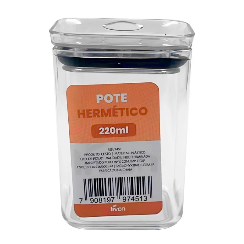 Porta Mantimento Hermético 220ml em Plastico Livon