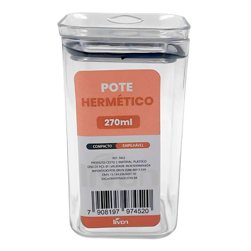 Porta Mantimento Hermético 270ml em Plastico Livon