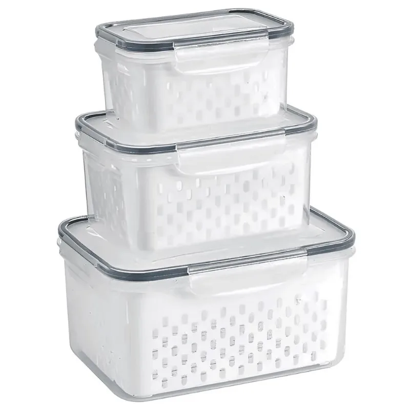 Kit 3 Potes Cestas Frigoríficas 21x16cm em Plastico Livon