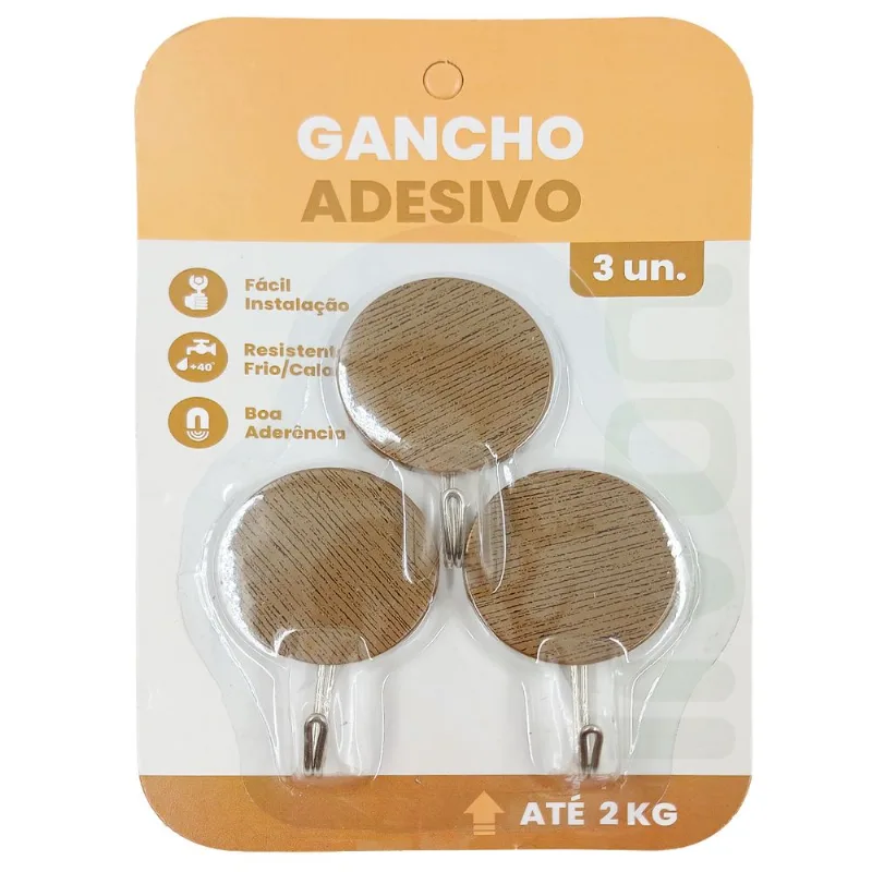 Jogo de Ganchos Adesivos 3 Peças em Plástico Livon