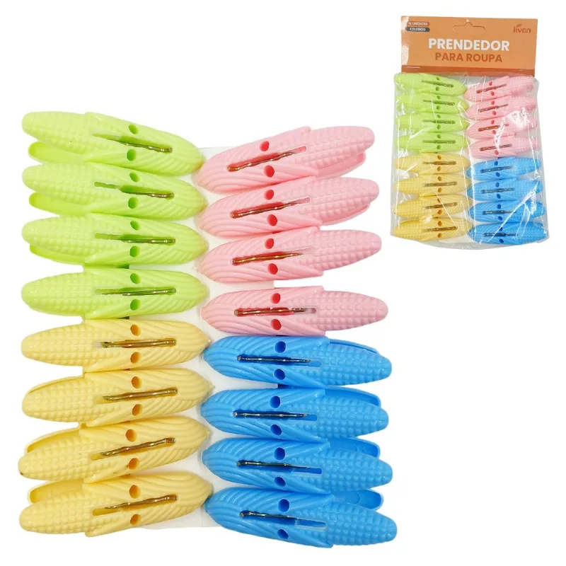 Jogo de Prendedor 12 Peças 6x1cm em Plastico Livon
