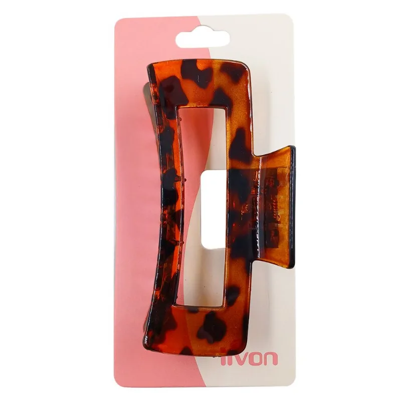 Prendedor de Cabelo 11cm em Plastico Livon-Marrom Oncinha