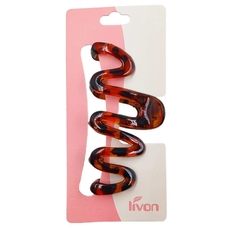 Prendedor de Cabelo 11cm em Plastico - Livon Prendedor de Cabelo 11cm em Plastico Livon-Marrom Oncinha