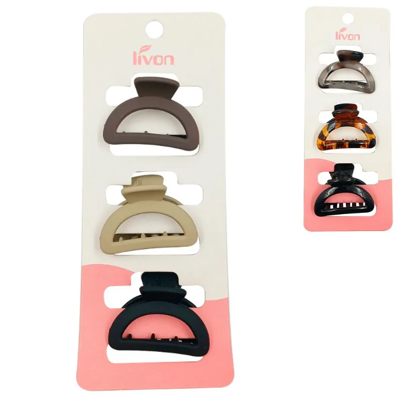 Kit Prendedor de Cabelo 3 Peças 3x5cm em Plastico Livon