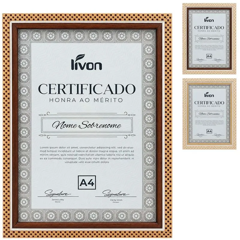 Porta Retrato Certificado A4 em Plástico Livon