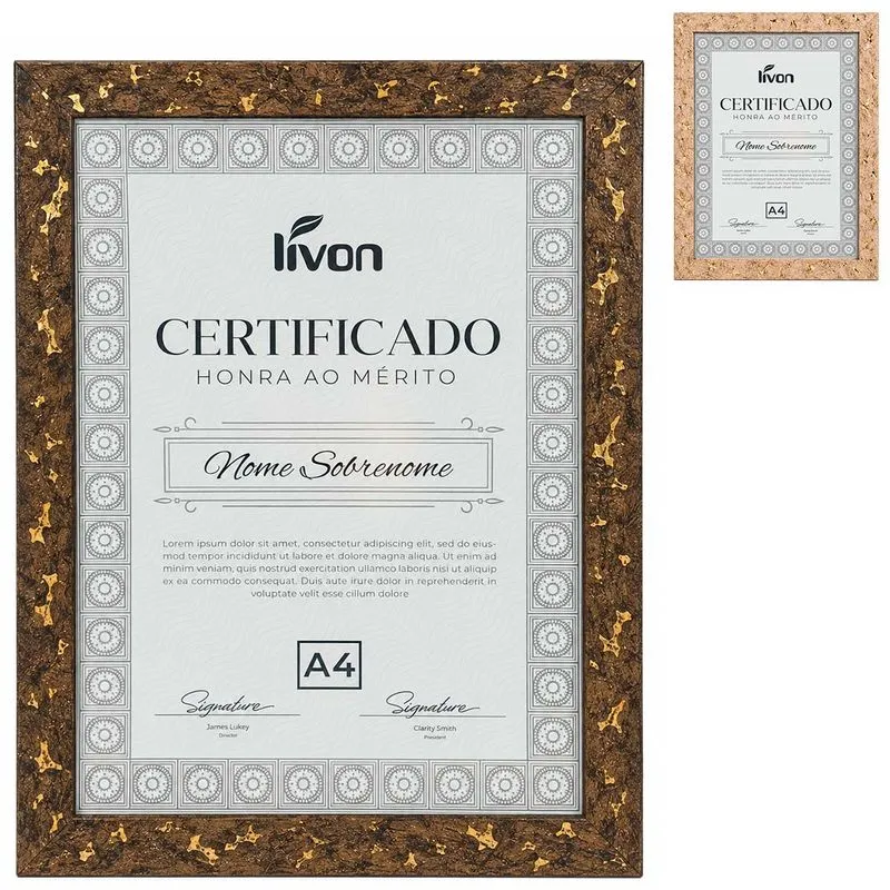 Porta Retrato Certificado A4 em Plástico Livon