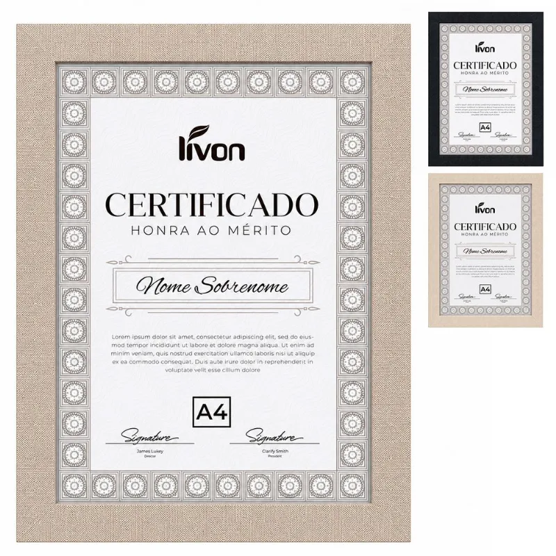 Porta Retrato Certificado A4 em Plástico Livon