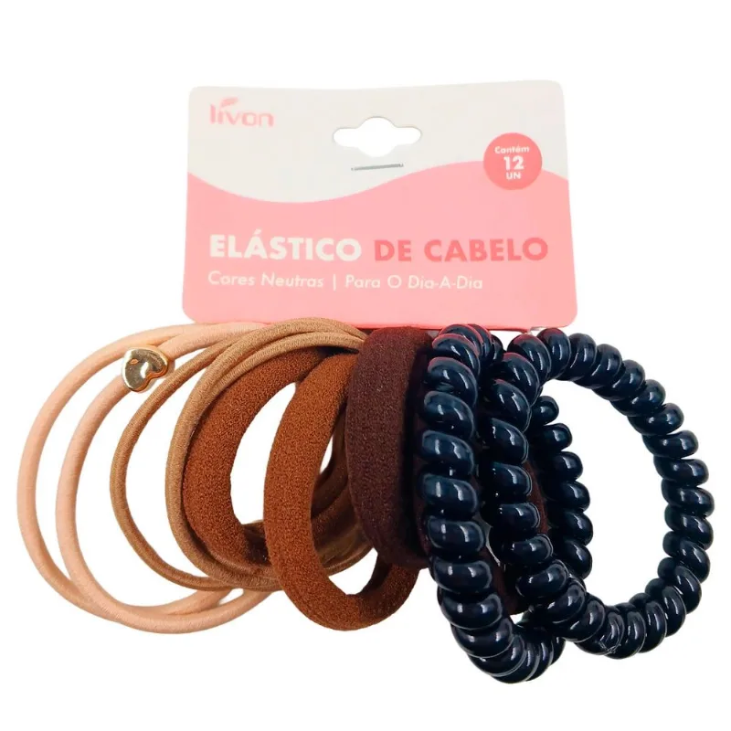 Kit Acessórios P/ Cabelo 12 Peças em Poliester Livon