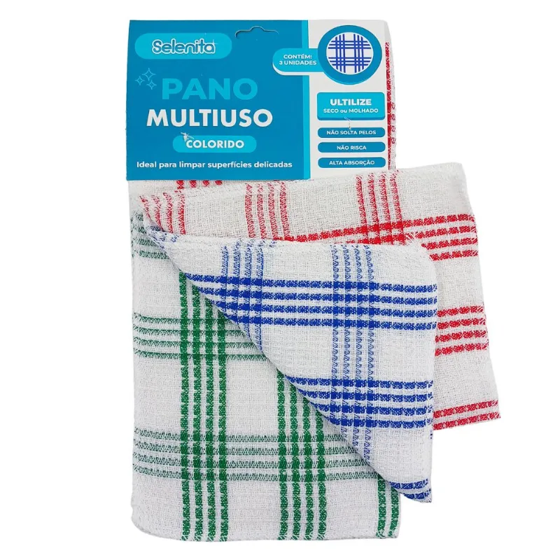 Jogo Pano de Limpeza 3 Peças 30x30cm em Poliester Livon