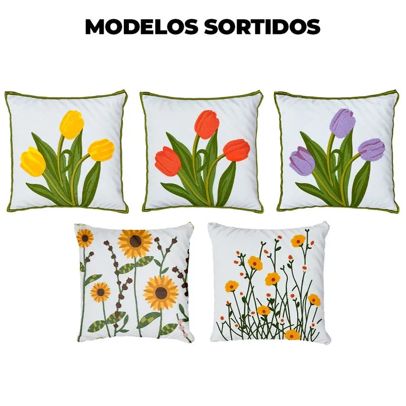 Capa P/ Almofada Decorativa 43x43cm em Poliéster Livon-Modelos Sortidos