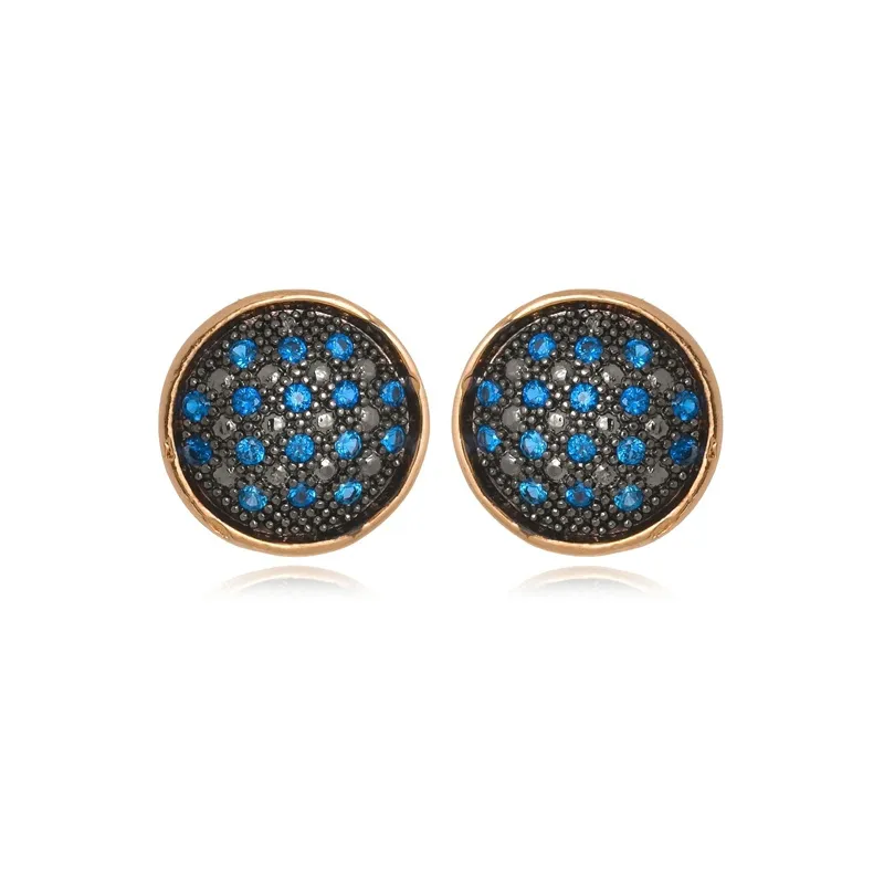 Brinco Boca Santa Semijoias Boton Safira Ouro Rosê