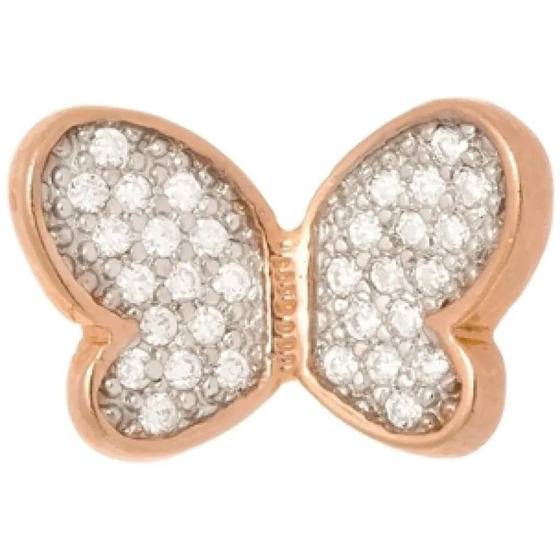 Brinco Borboleta Zirconias Ouro Rosê 18k