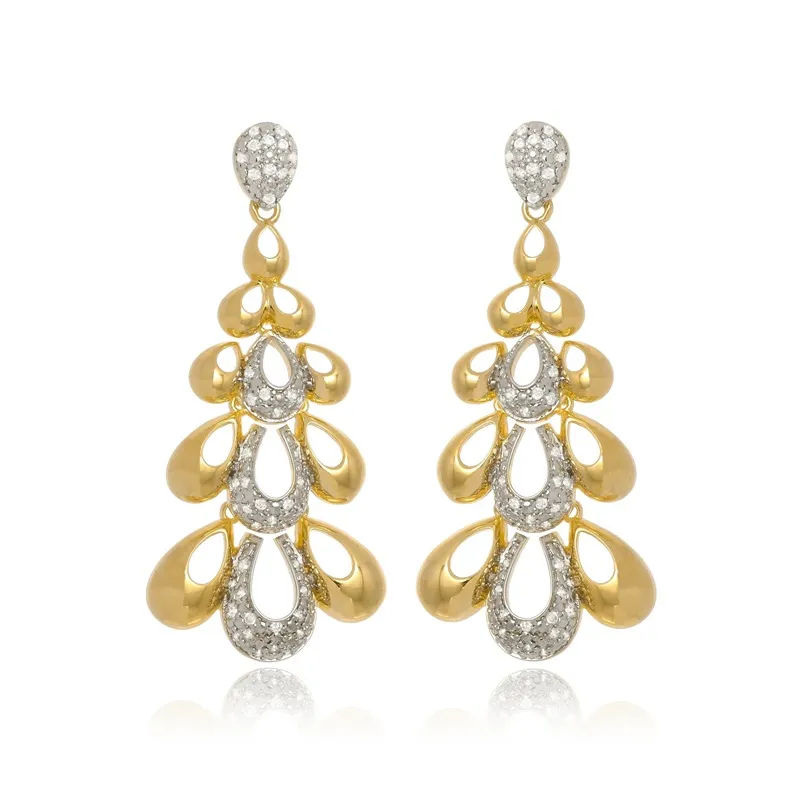 Brinco Boca Santa Semijoias Cascata Iluminada Ouro Amarelo