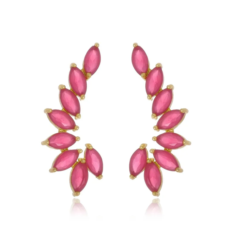 Brinco Boca Santa Semijoias Ear Cuff Folhas de Ipe Ouro Amarelo
