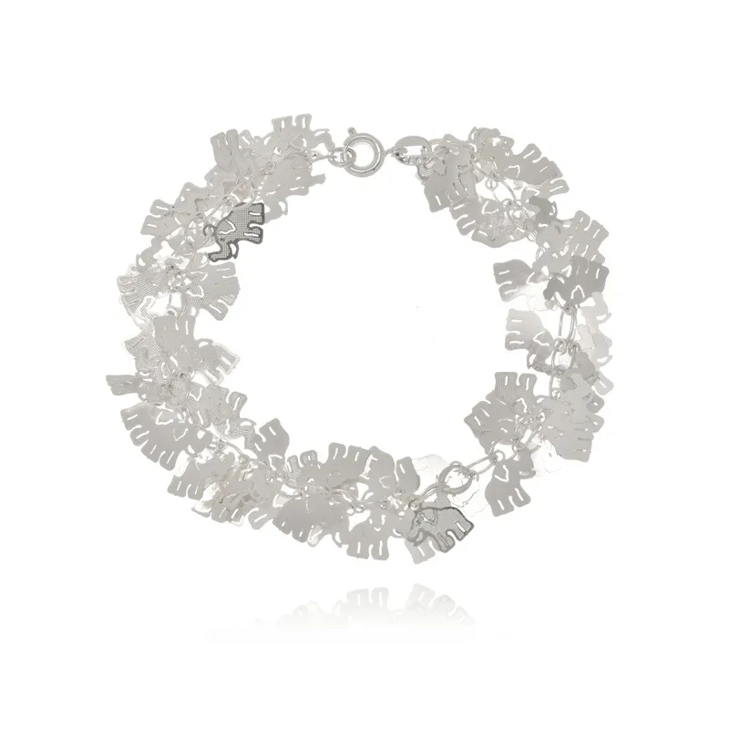 Pulseira Boca Santa Semijoias Elefante Ouro Branco