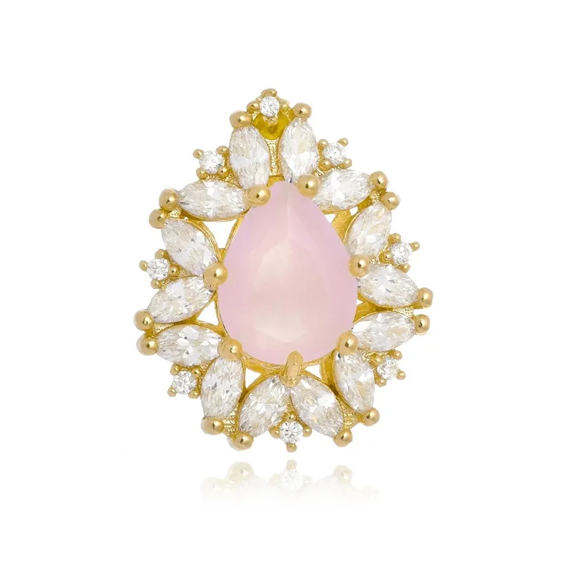 Pingente Boca Santa Semijoias Conto Fadas Rosa Ouro Amarelo
