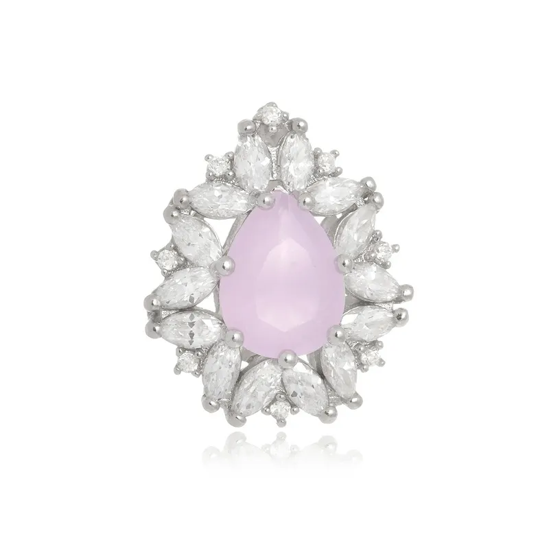 Pingente Boca Santa Semijoias Conto Fadas Rosa Ouro Branco